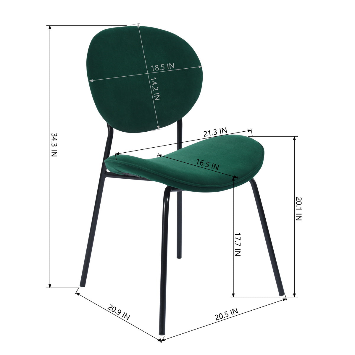 Homy Casa Darida Modern Velvet Dining Chair Set of 4, Frost Green,Open Box