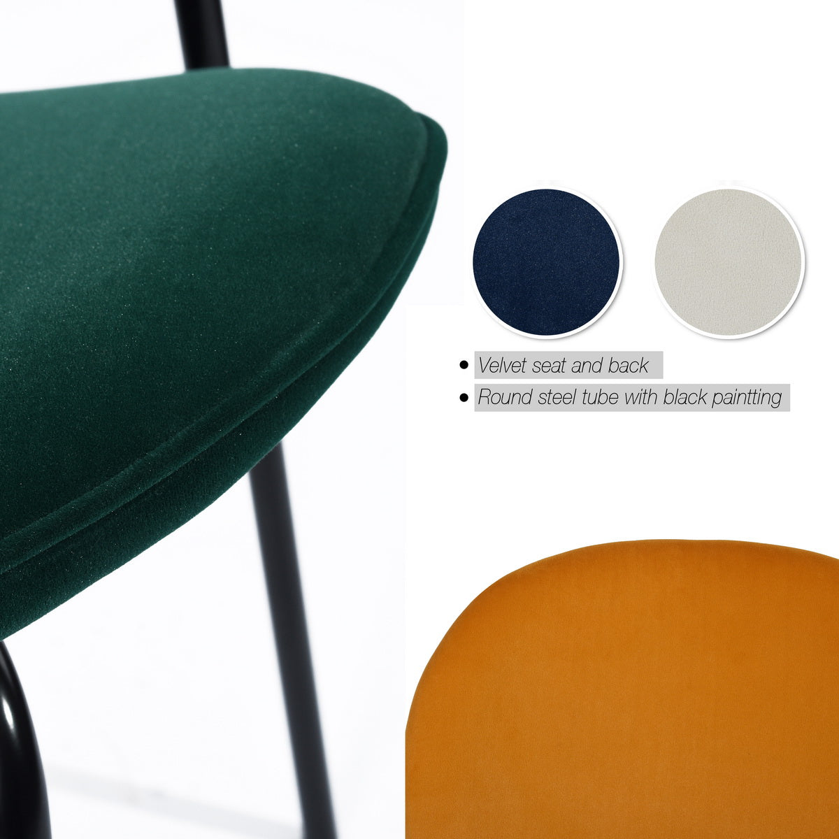 Homy Casa Darida Modern Velvet Dining Chair Set of 4, Frost Green, Open Box
