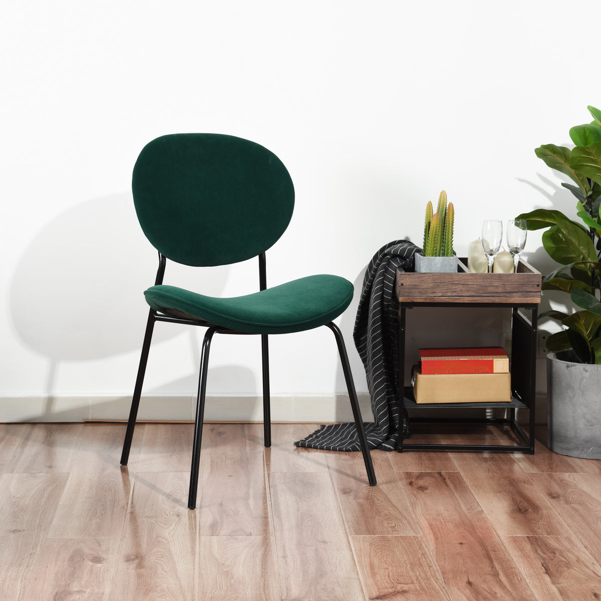 Homy Casa Darida Modern Velvet Dining Chair Set of 4, Frost Green,Open Box
