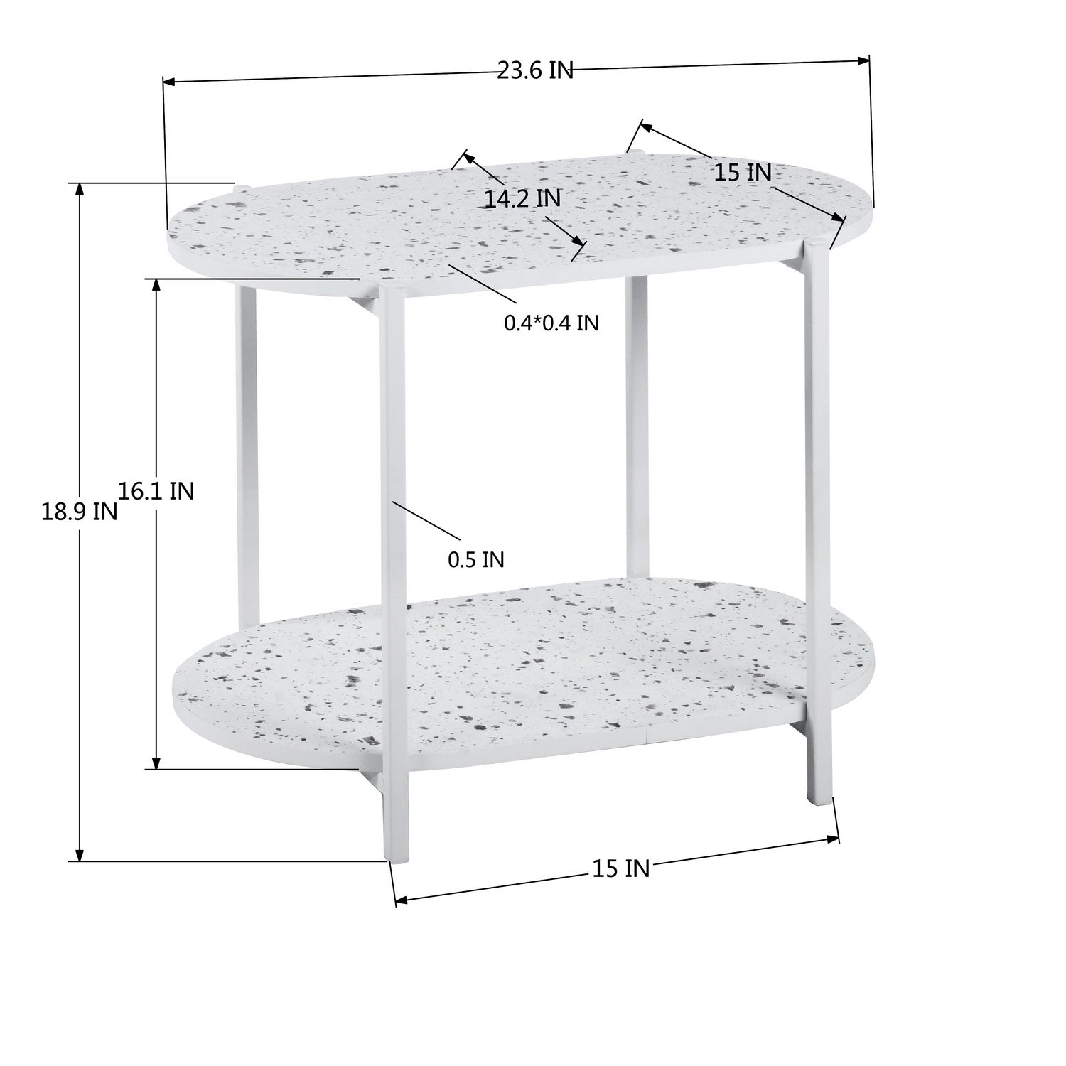 Homy Casa DELONIX 23.6" Side Table for Living Room, Bedroom, or Office Open Box