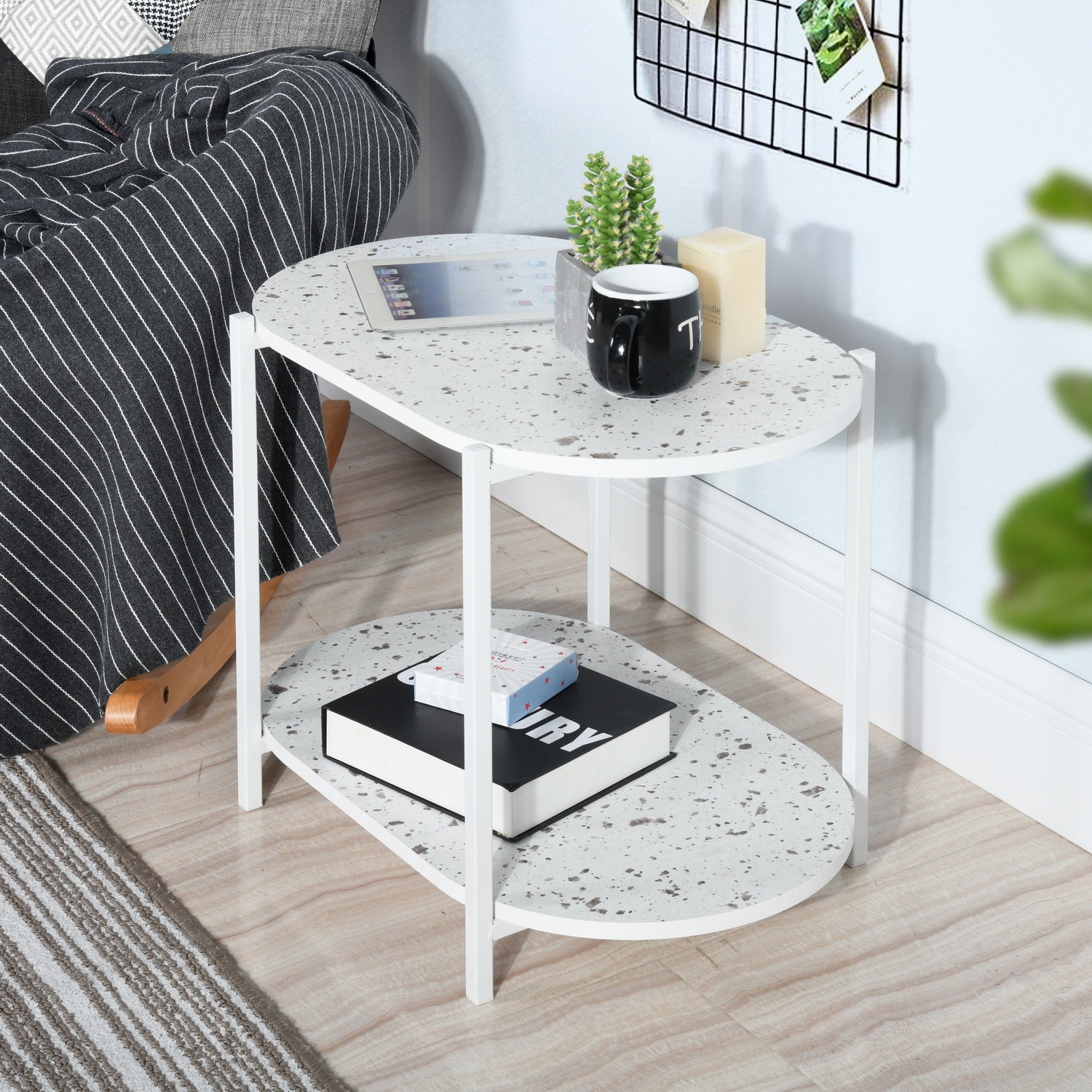 Homy Casa DELONIX 23.6" Side Table for Living Room, Bedroom, or Office Open Box