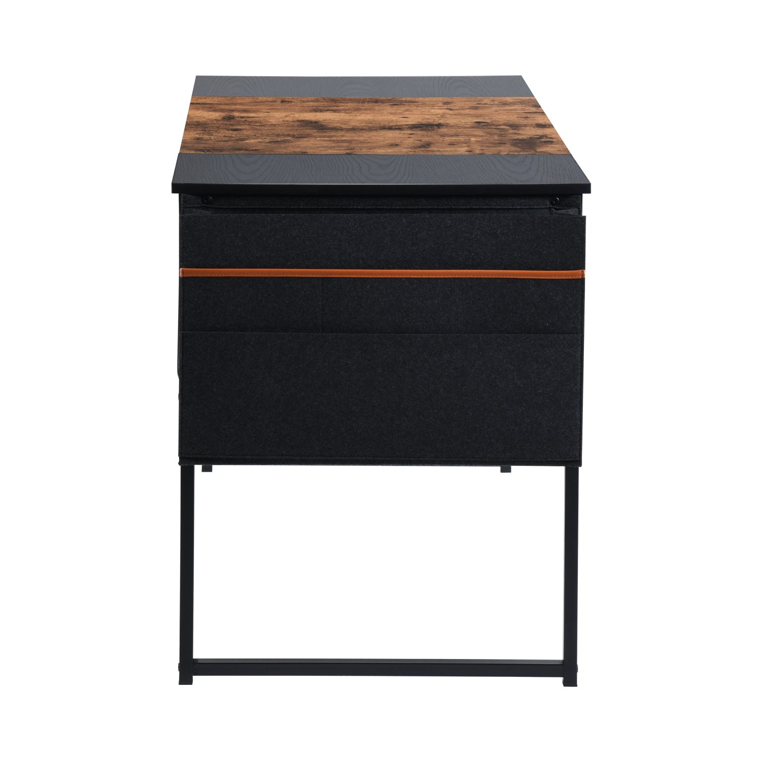 Homy Casa Dembe 55" Home Office Computer Desk with Fabric Storage Bag, Brown and Black