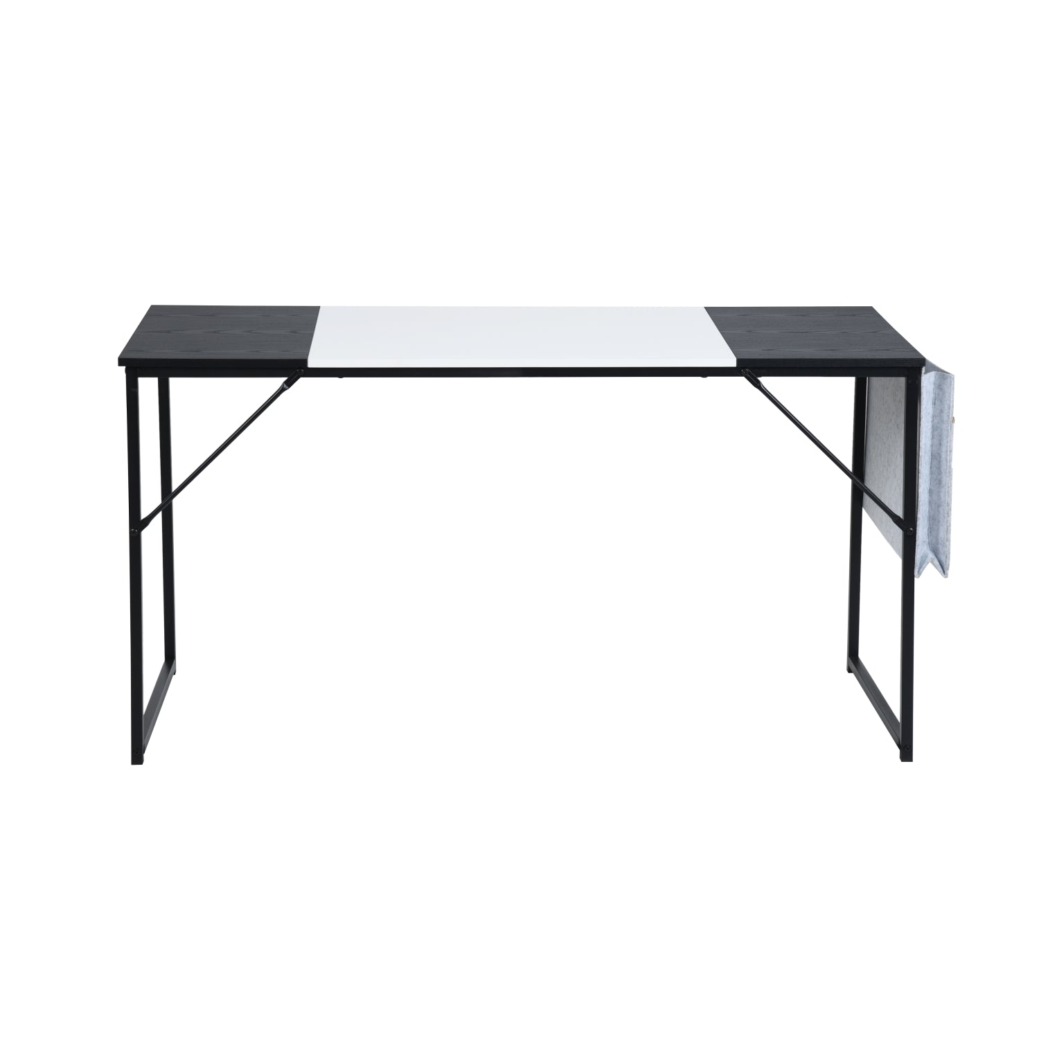 Homyc Casa Dembe 55" Home Office Computer Desk with Fabric Storage Bag, Black and White