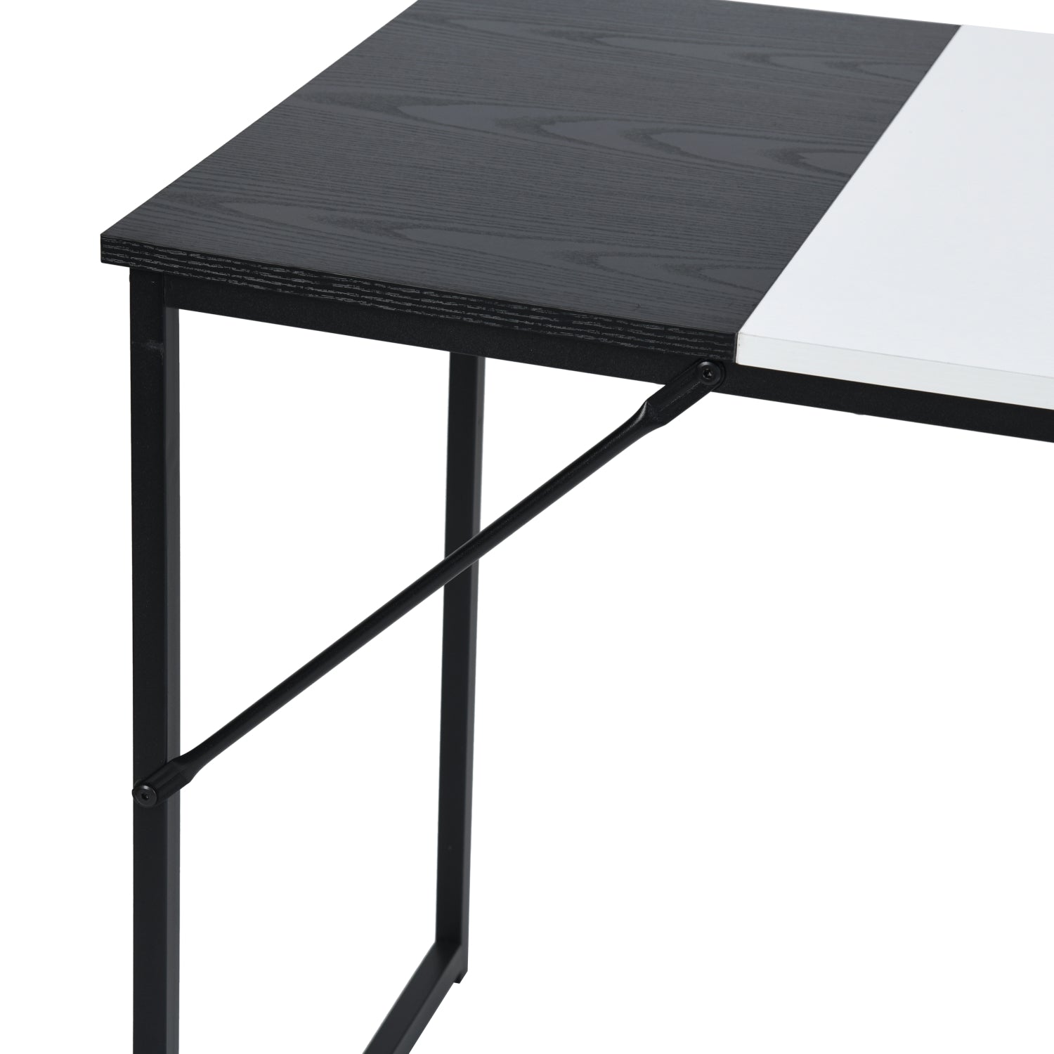 Homy Casa Dembe 55" Home Office Computer Desk with Fabric Storage Bag, Black and White