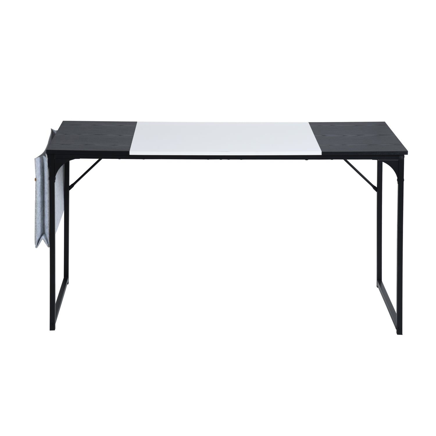 Homyc Casa Dembe 55" Home Office Computer Desk with Fabric Storage Bag, Black and White