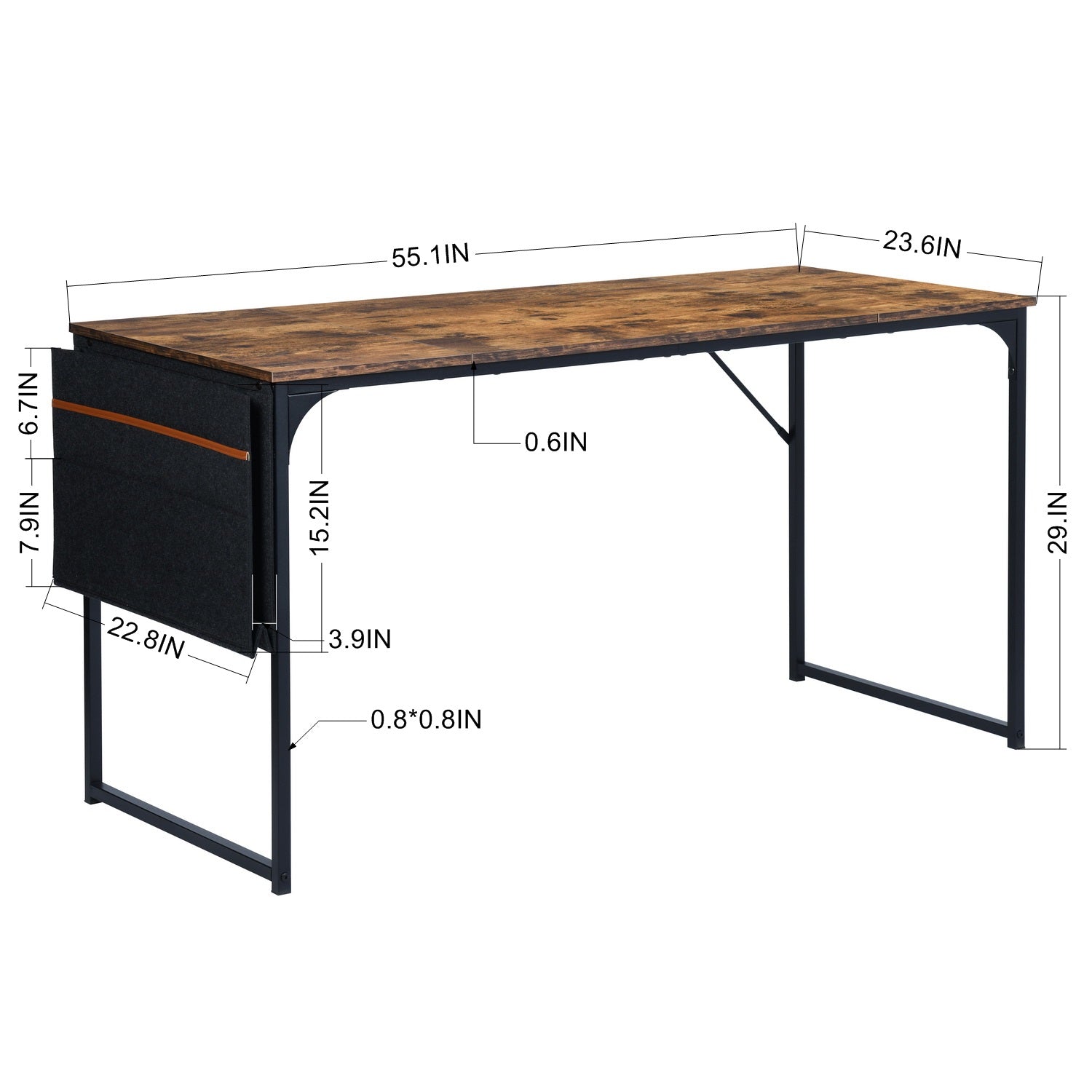 Homy Casa DEMBE KD 55" Fabric Vintage Desk for Office and Home Workspace Open Box