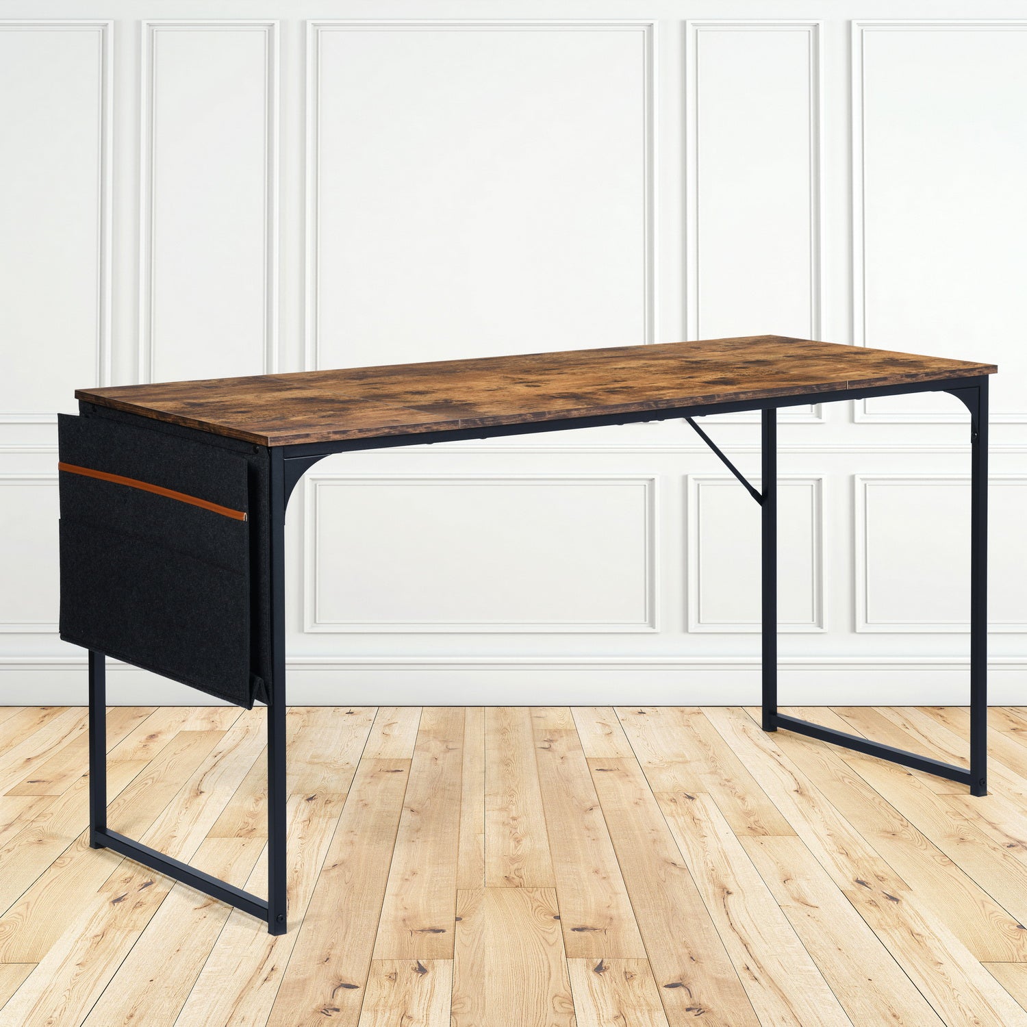 Homy Casa DEMBE KD 55" Fabric Vintage Desk for Office and Home Workspace Open Box