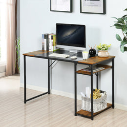 Dembe Home Office Computer Desk with CPU Stand, Brown and Black