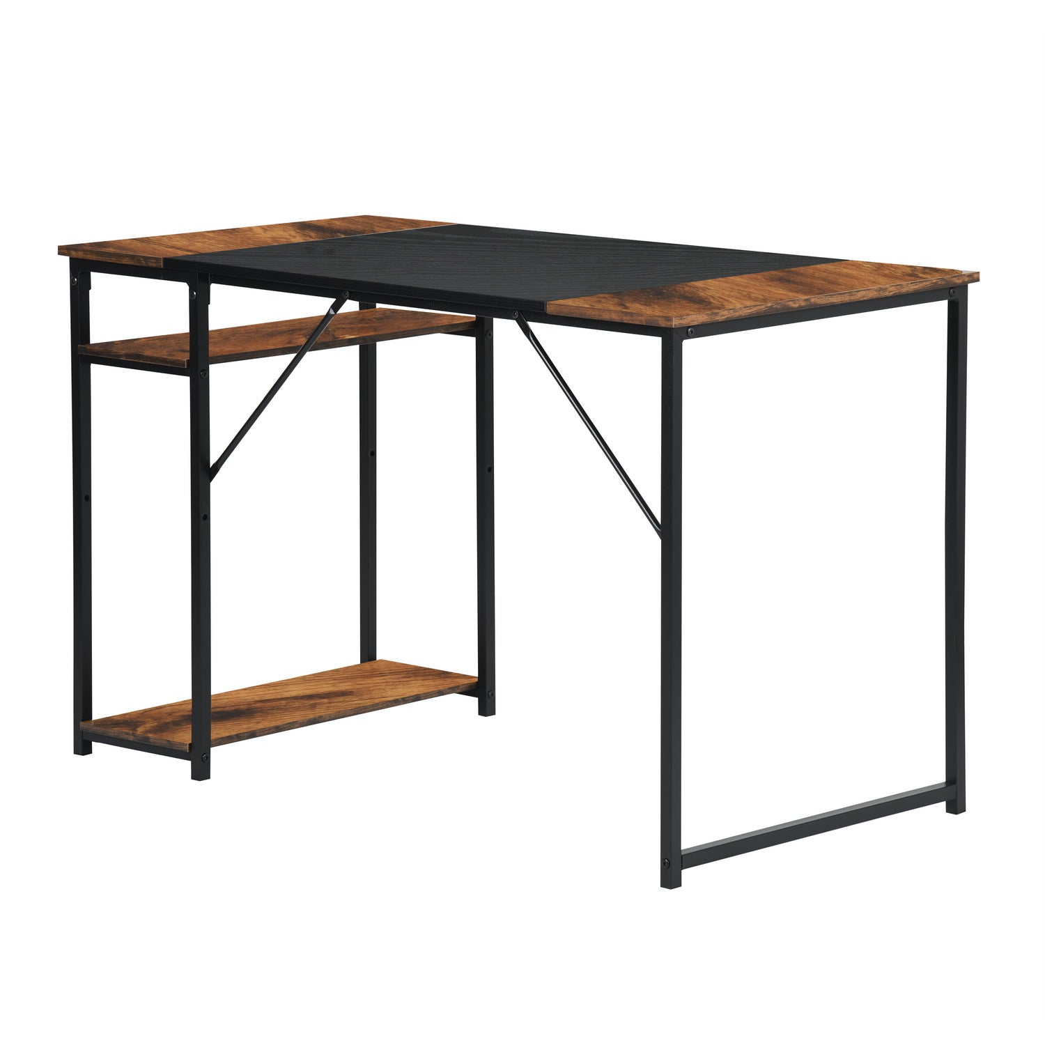 Homy Casa Dembe 47" Home Office Computer Desk with CPU Stand, Brown and Black