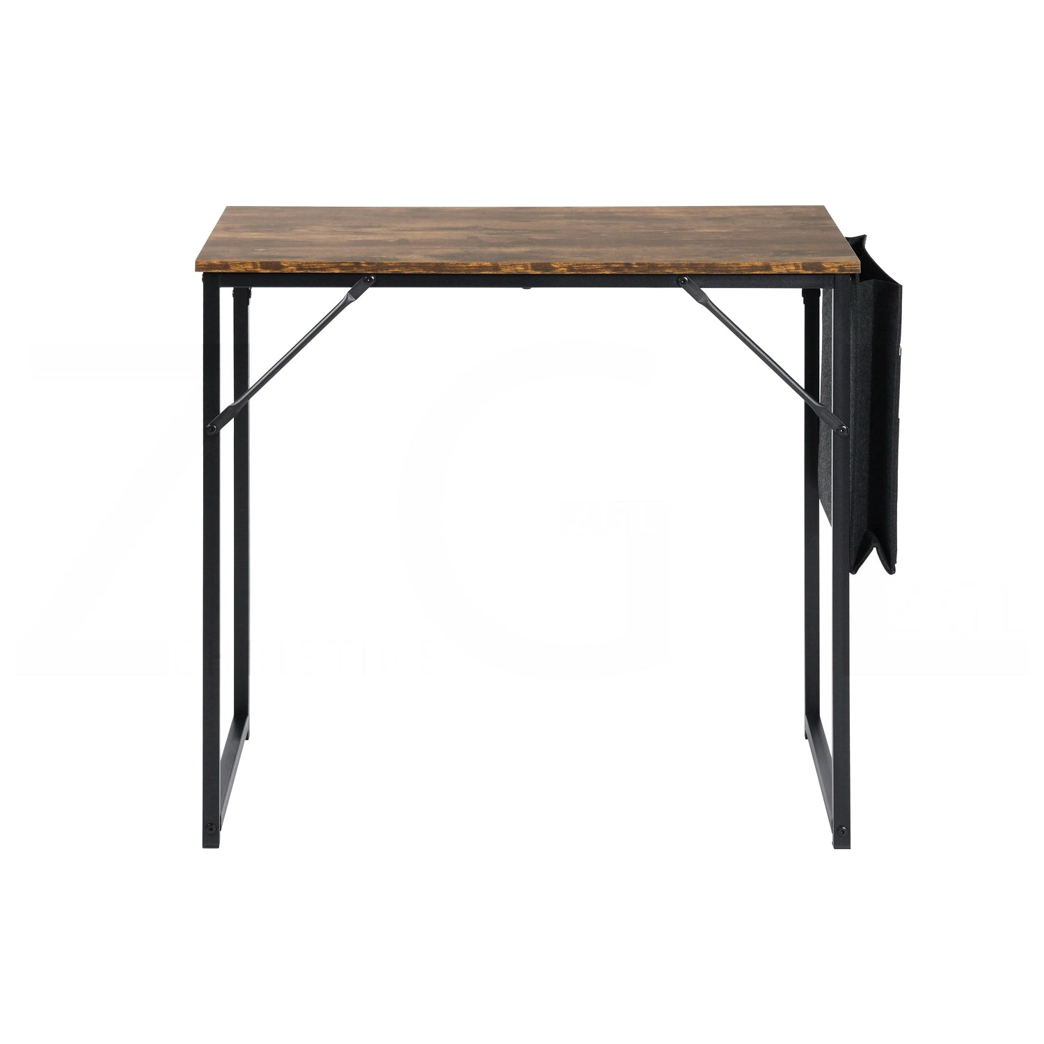 Homy Casa DEMBE KD 80CM Fabric Office Desk, Vintage Style, Melamine Veneer, Black Steel Frame Open Box