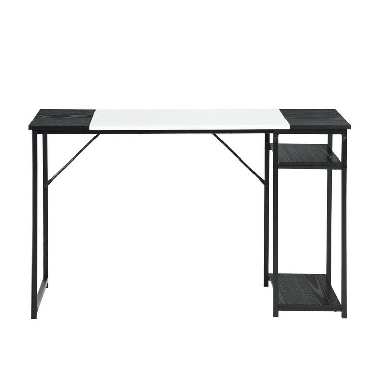 Homy Casa DEMBE SHELVES+CARNATION 2PC Office Furniture Set 47.2” Desk with Carnation Grey  Office Chair in Black & White