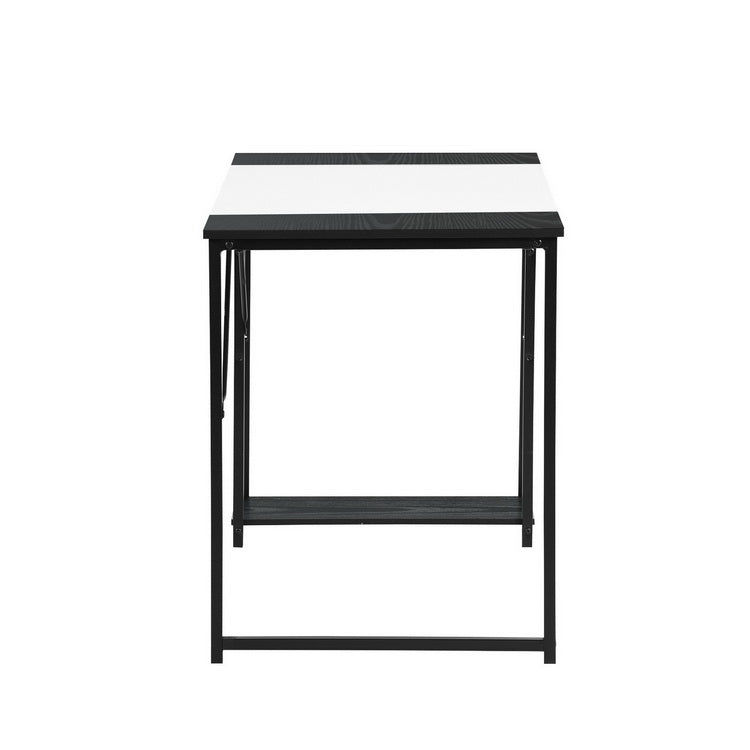 Homy Casa DEMBE SHELVES+CARNATION 2PC Office Furniture Set 47.2” Desk with Carnation Grey  Office Chair in Black & White