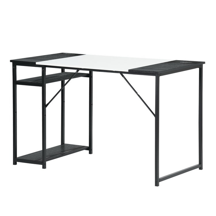 Homy Casa DEMBE SHELVES+CARNATION 2PC Office Furniture Set 47.2” Desk with Carnation Grey  Office Chair in Black & White