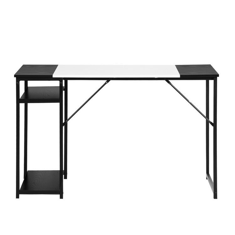 Homy Casa DEMBE SHELVES+CARNATION 2PC Office Furniture Set 47.2” Desk with Carnation Grey  Office Chair in Black & White