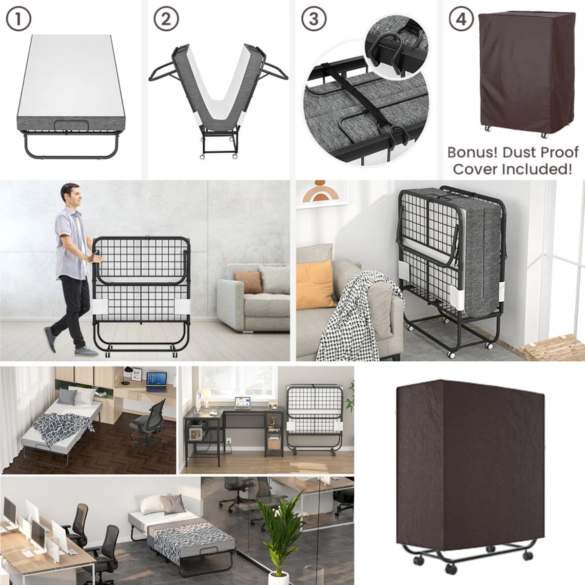 Homy Casa Karen 38“ Guest Folding Bed with 4.7“ Mattress