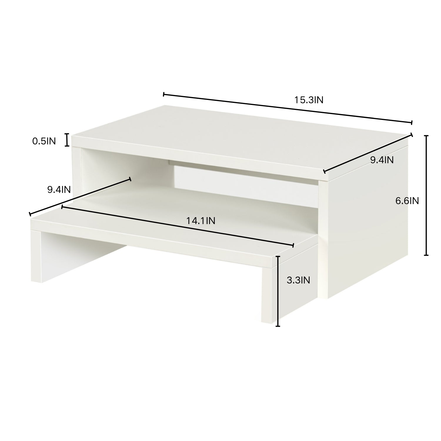 Homy Casa Sman Nesting Monitor Stand Set of 2, Space-Saving Desk Organizer with Stackable Dual Shelf Design, White