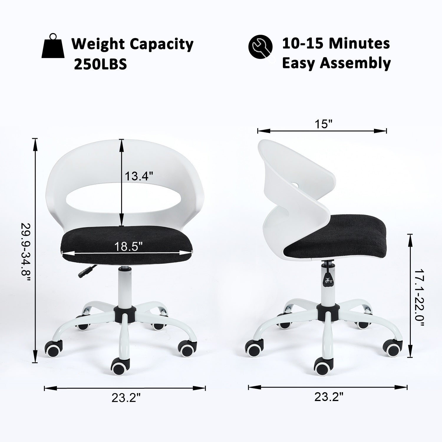 Dot White PP Adjustable Height Swivel Desk Chair - HomyCasa - HomyCasa