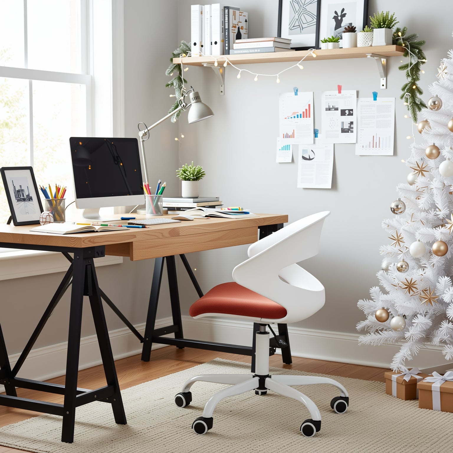 Homy Casa DOT Adjustable Office Chair Red Racing Study Chair