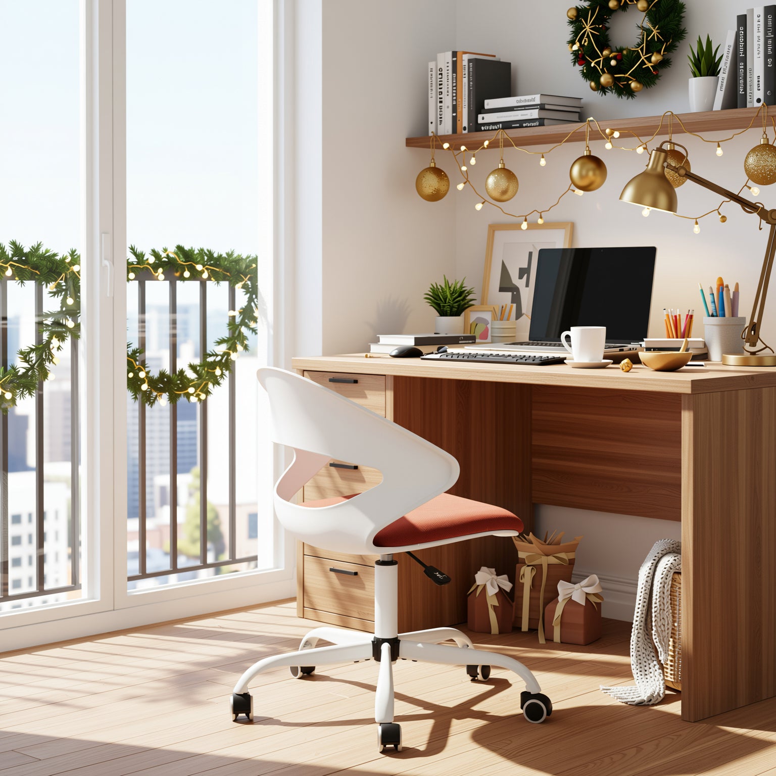 Homy Casa DOT Adjustable Office Chair Red Racing Study Chair