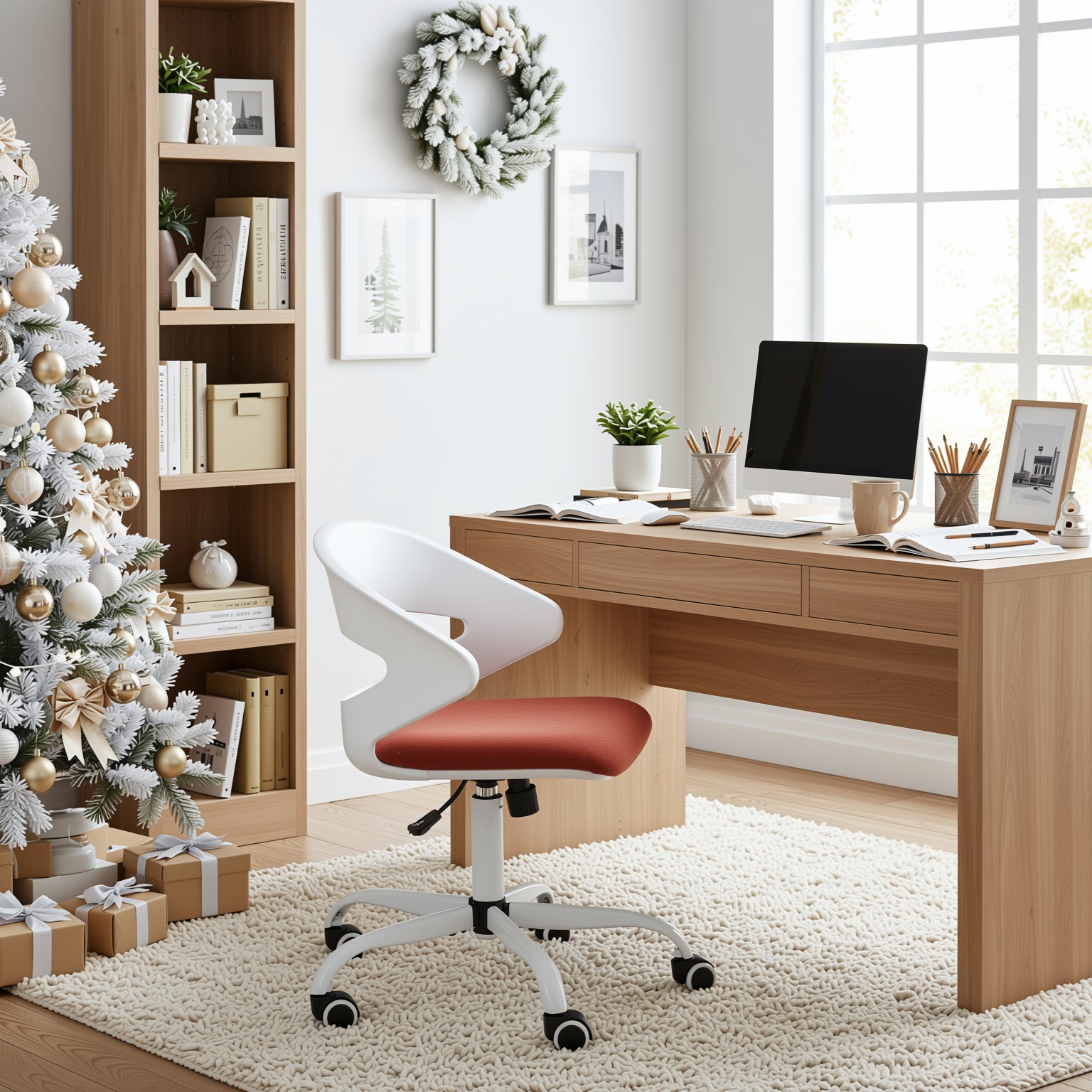 Homy Casa DOT Adjustable Office Chair Red Racing Study Chair