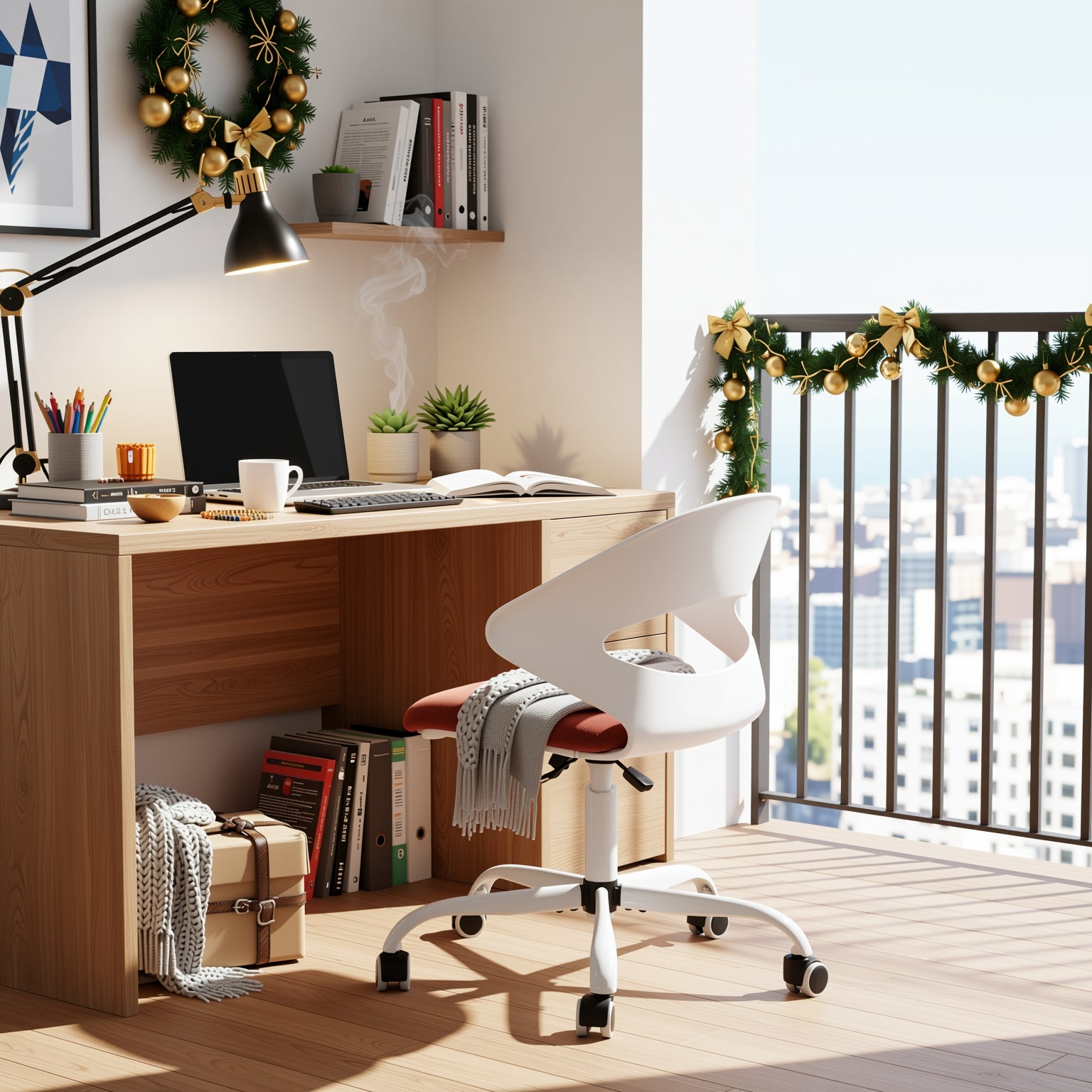 Homy Casa DOT Adjustable Office Chair Red Racing Study Chair