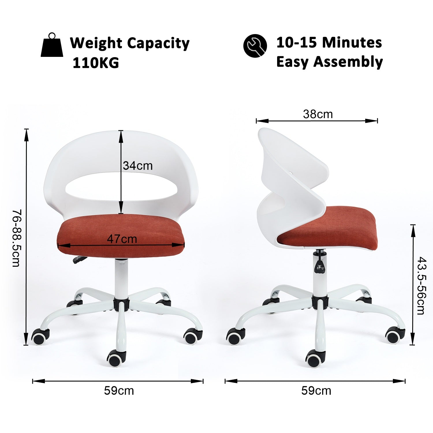 Dot White PP Adjustable Height Swivel Desk Chair - HomyCasa - HomyCasa