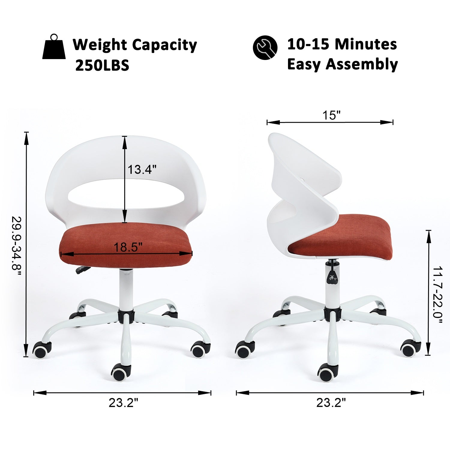 Dot White PP Adjustable Height Swivel Desk Chair - HomyCasa - HomyCasa