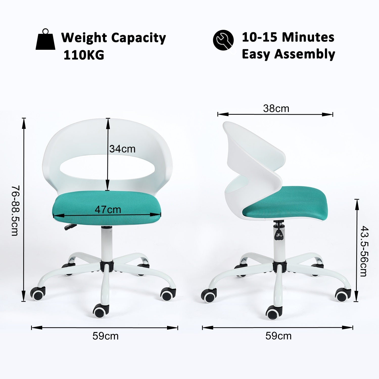 Dot White PP Adjustable Height Swivel Desk Chair - HomyCasa - HomyCasa