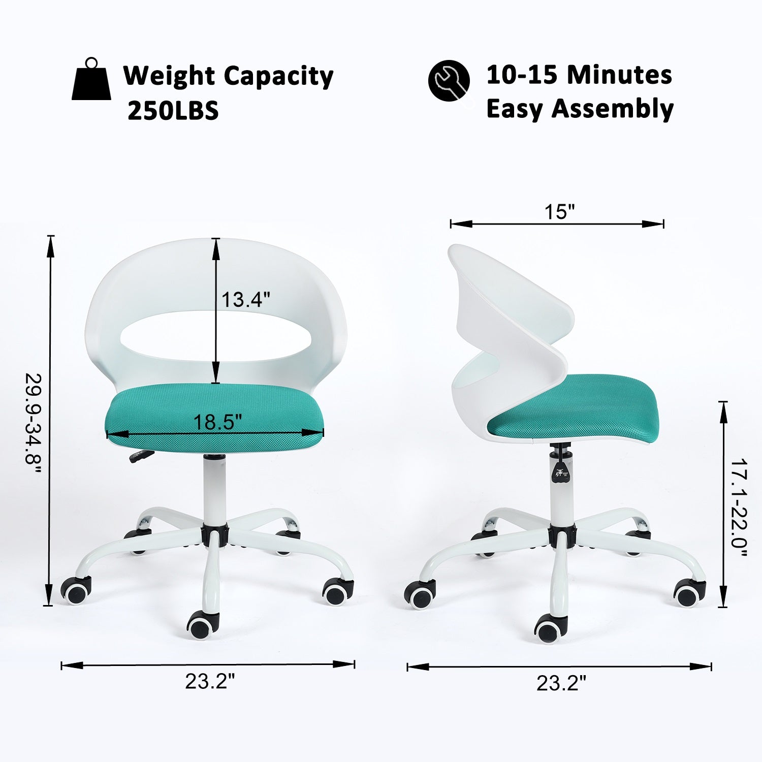 Dot White PP Adjustable Height Swivel Desk Chair - HomyCasa - HomyCasa