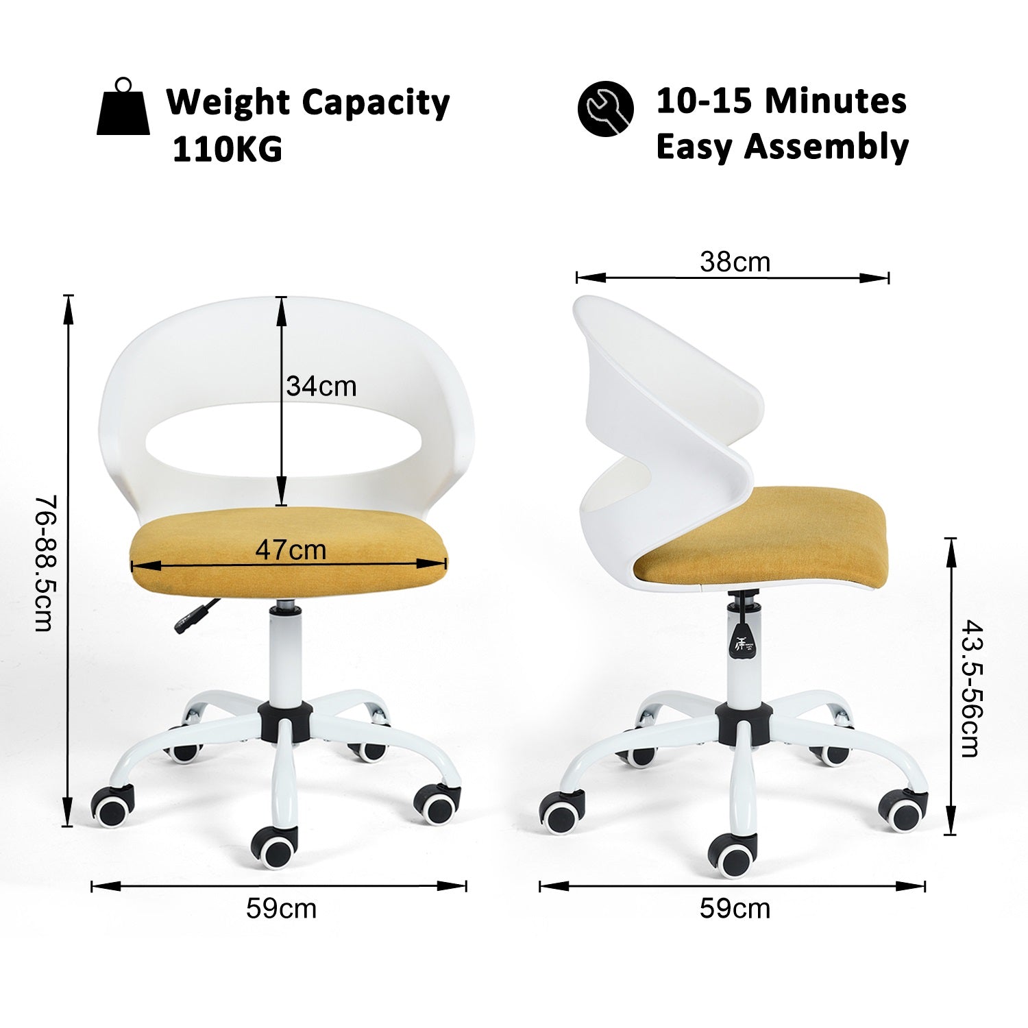 Dot White PP Adjustable Height Swivel Desk Chair - HomyCasa - HomyCasa