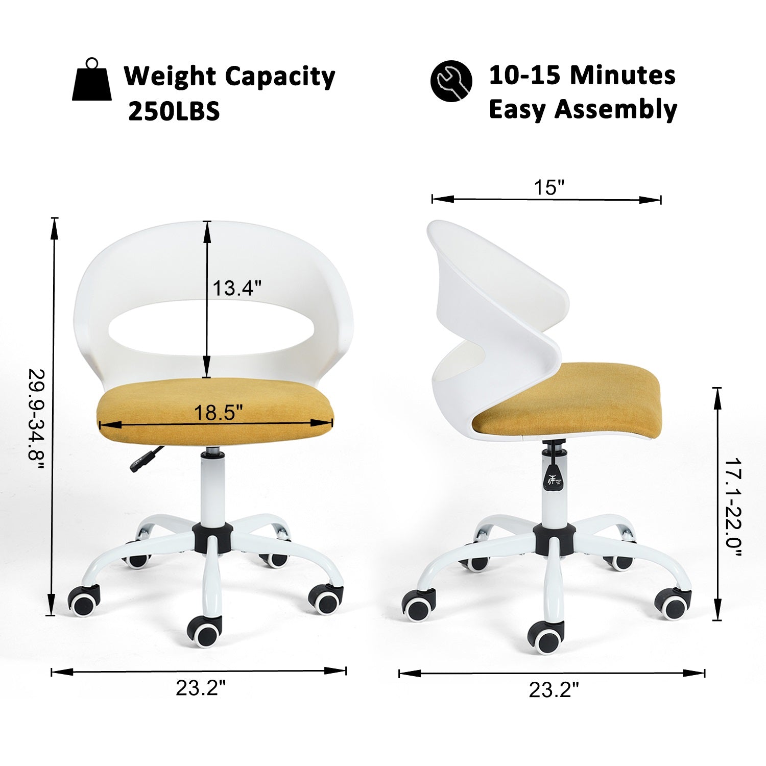 Dot White PP Adjustable Height Swivel Desk Chair - HomyCasa - HomyCasa