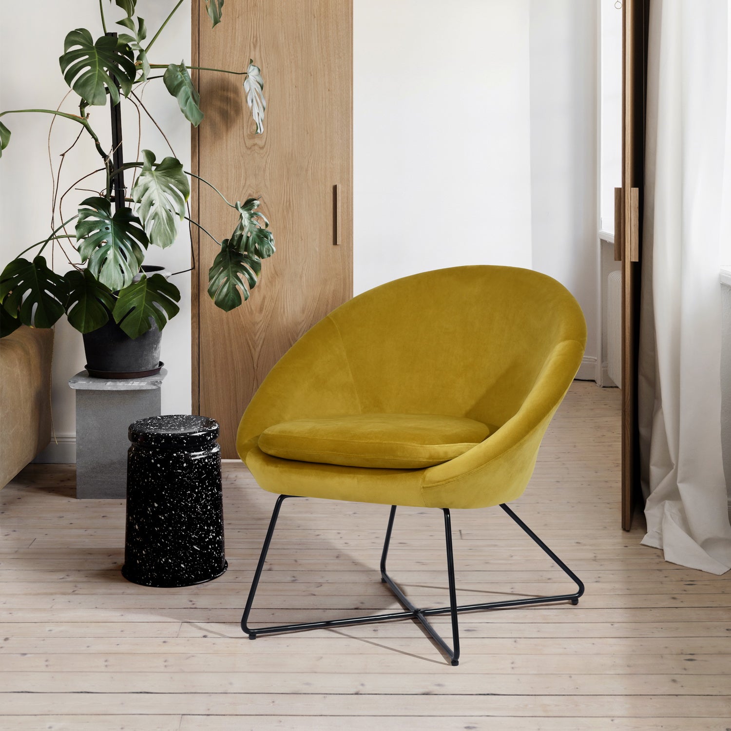 Homy Casa DOUMBIA SIENNA Armchair Modern Velvet Accent Chair for Living Room or Bedroom Open Box