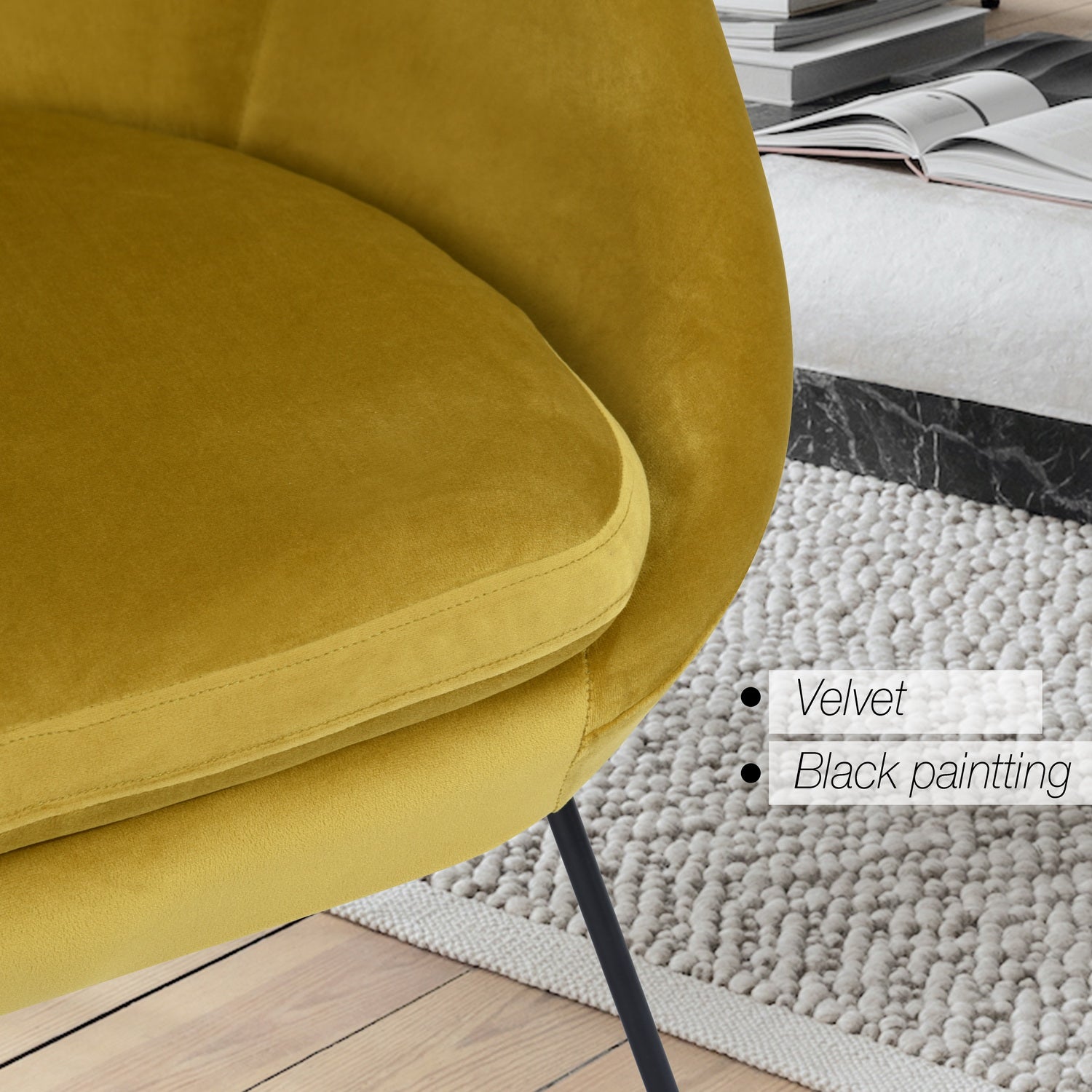 Homy Casa DOUMBIA SIENNA Armchair Modern Velvet Accent Chair for Living Room or Bedroom Open Box