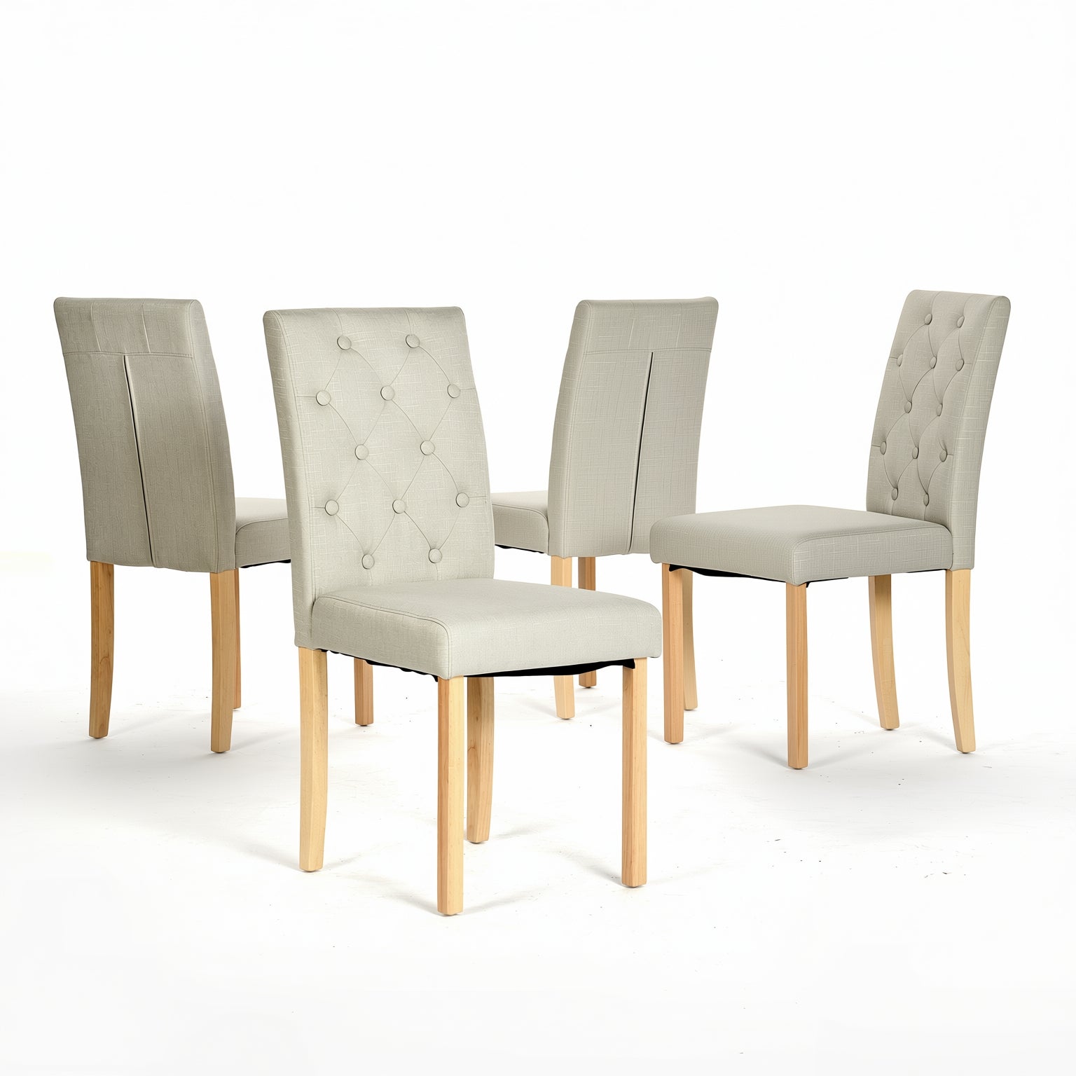 Douro Tufted Dining Chair Set of 4 in Fabric Grey