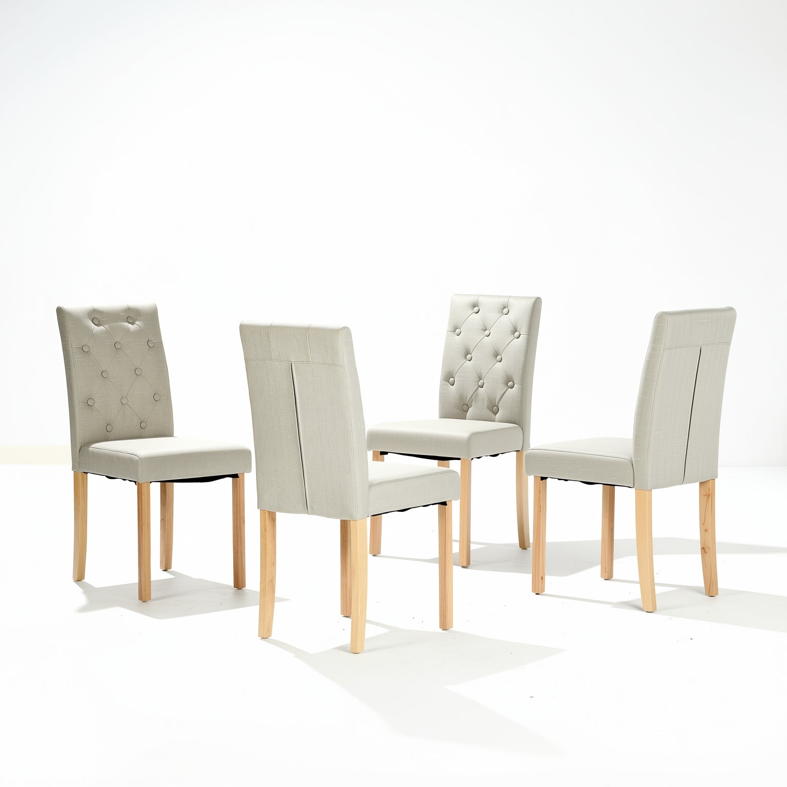 Douro Tufted Dining Chair Set of 4 in Fabric Grey