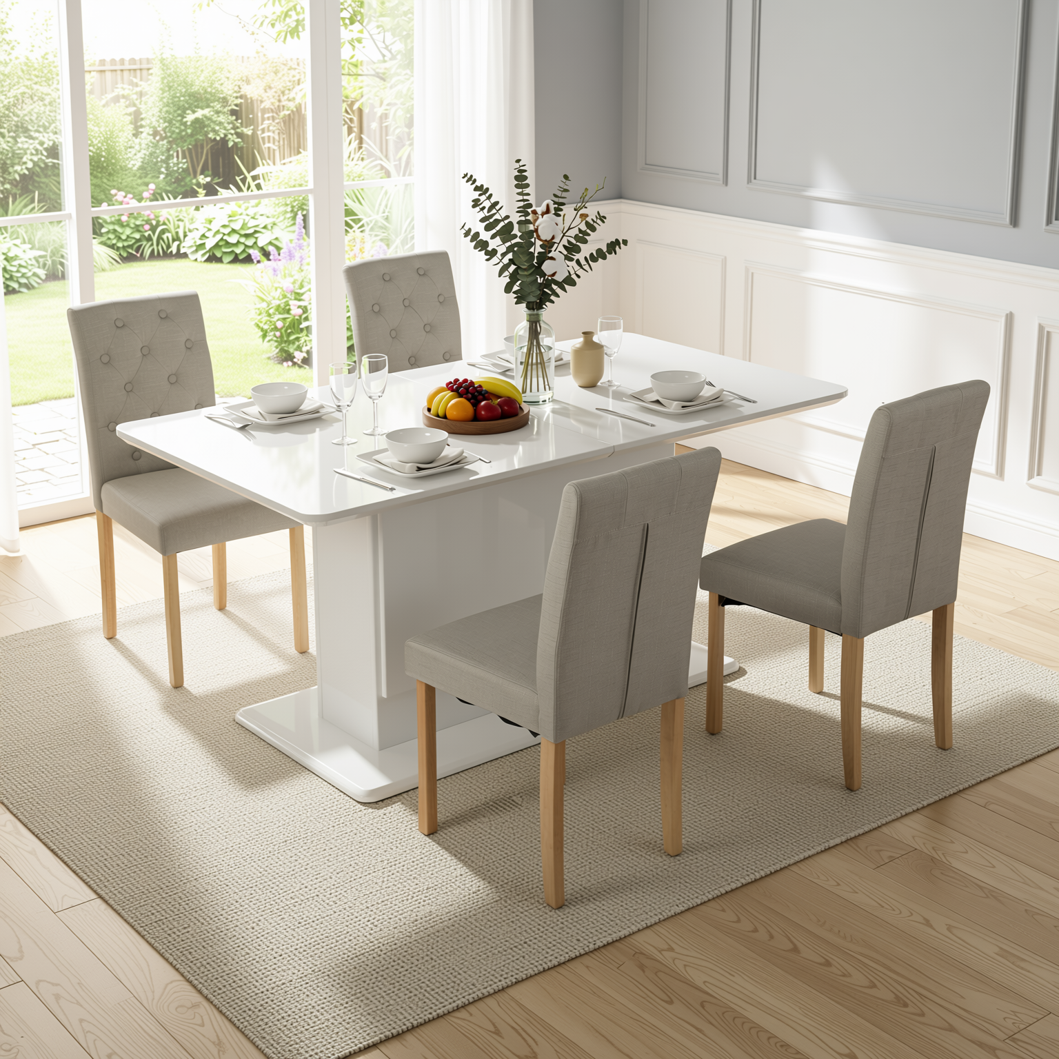 Douro Tufted Dining Chair Set of 4 in Fabric or PU