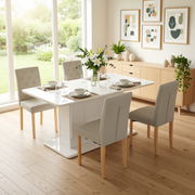 Douro Tufted Dining Chair Set of 4 in Fabric or Suede Brown