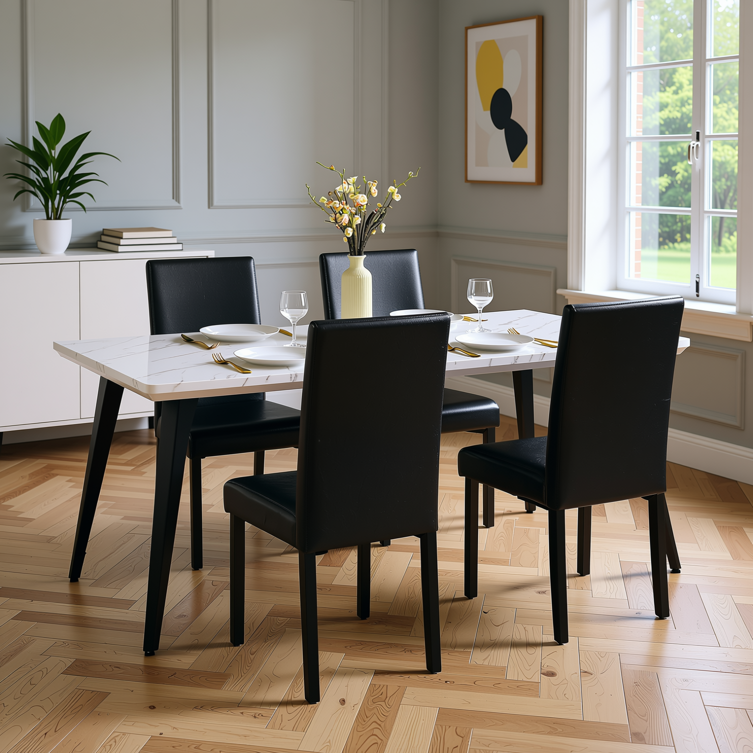 Douro Tufted Dining Chair Set of 4 in Fabric or PU