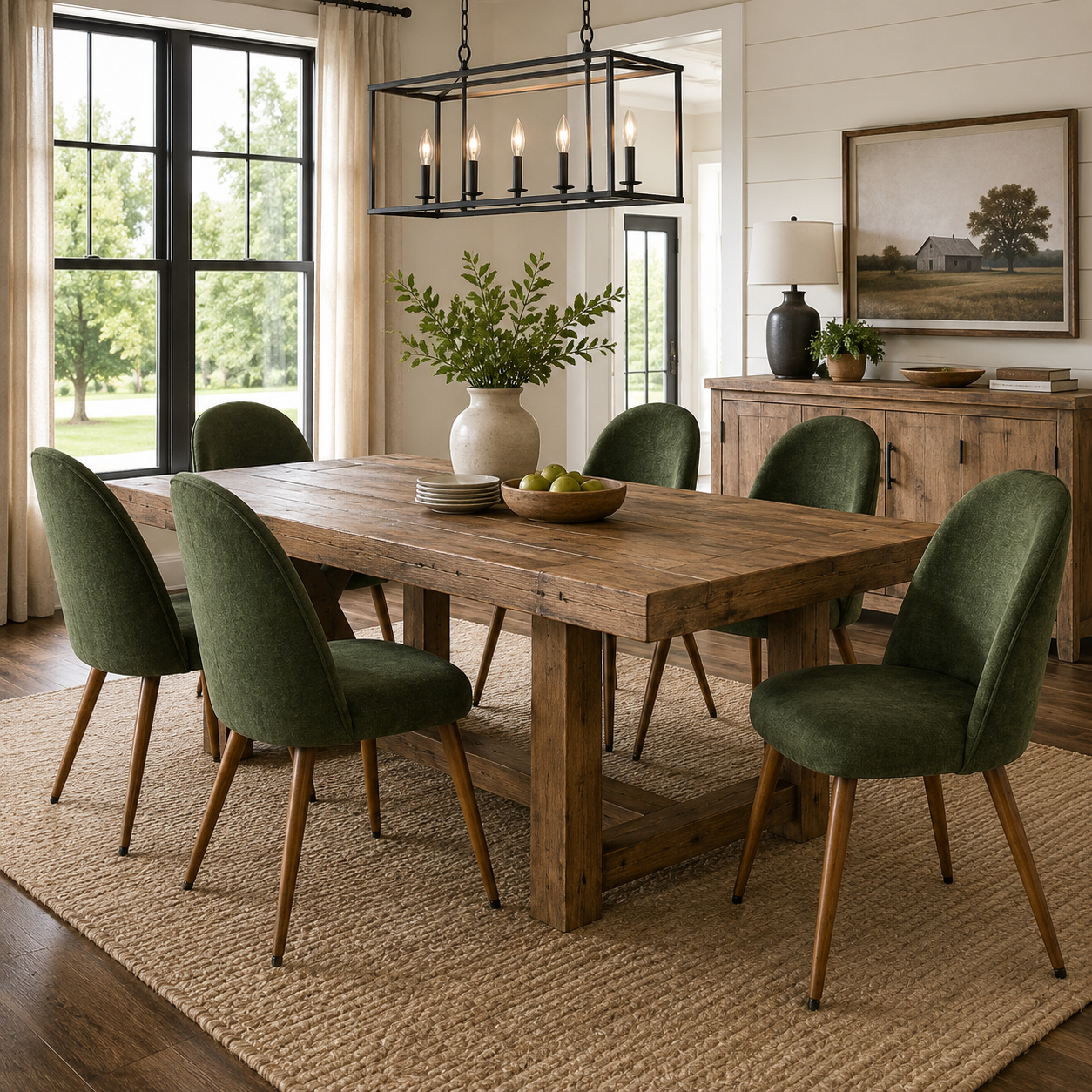 Haven High Back Upholstered Dining Chairs with Walnut-Tone Legs Set of 6