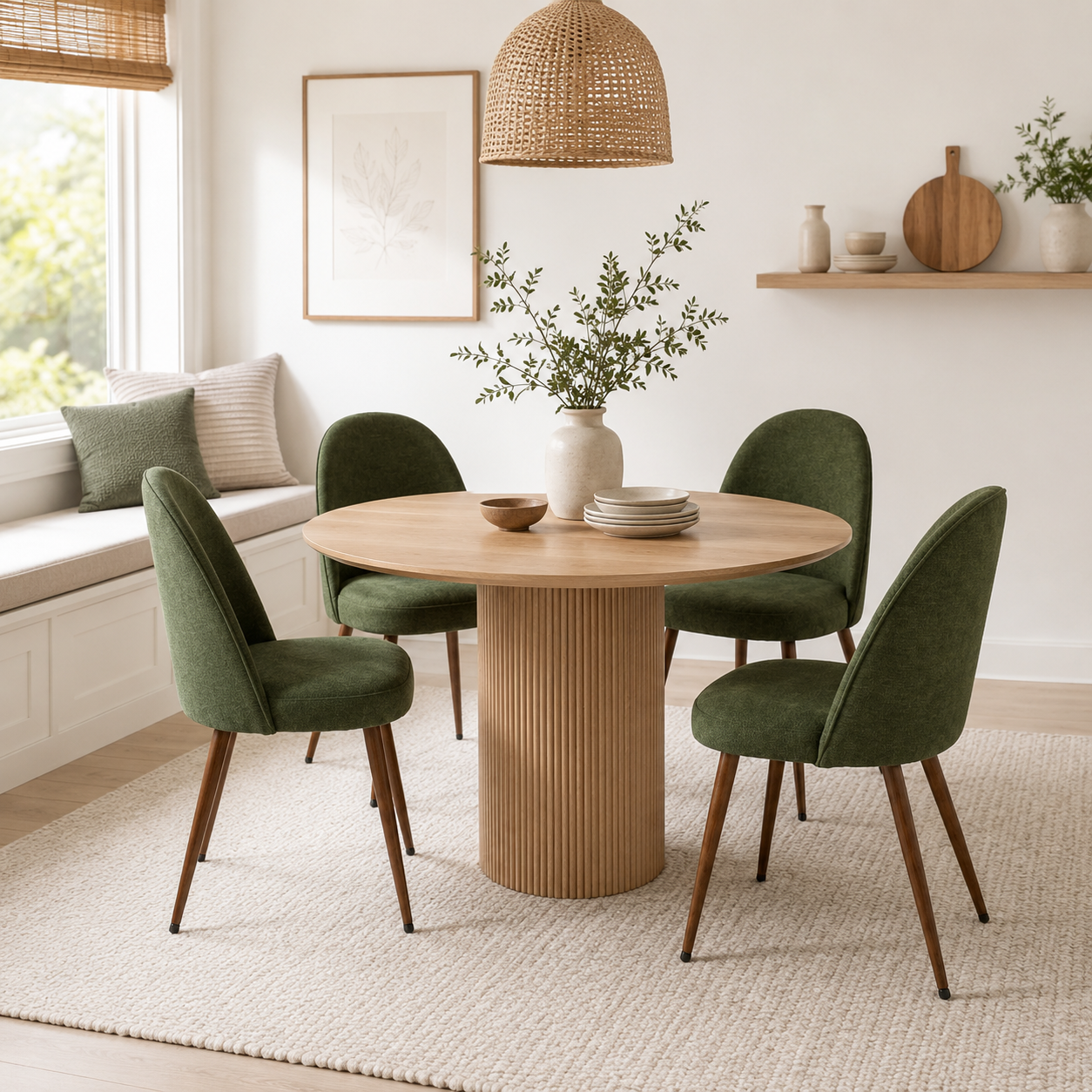 Haven High Back Upholstered Dining Chairs with Walnut-Tone Legs Set of 4