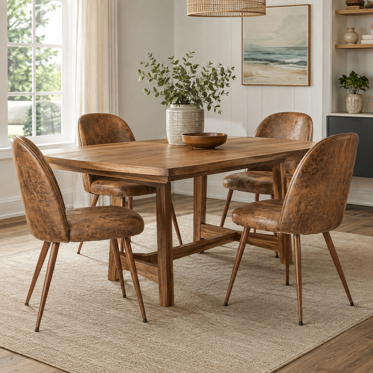 Haven High Back Upholstered Dining Chairs with Walnut-Tone Legs Set of 4