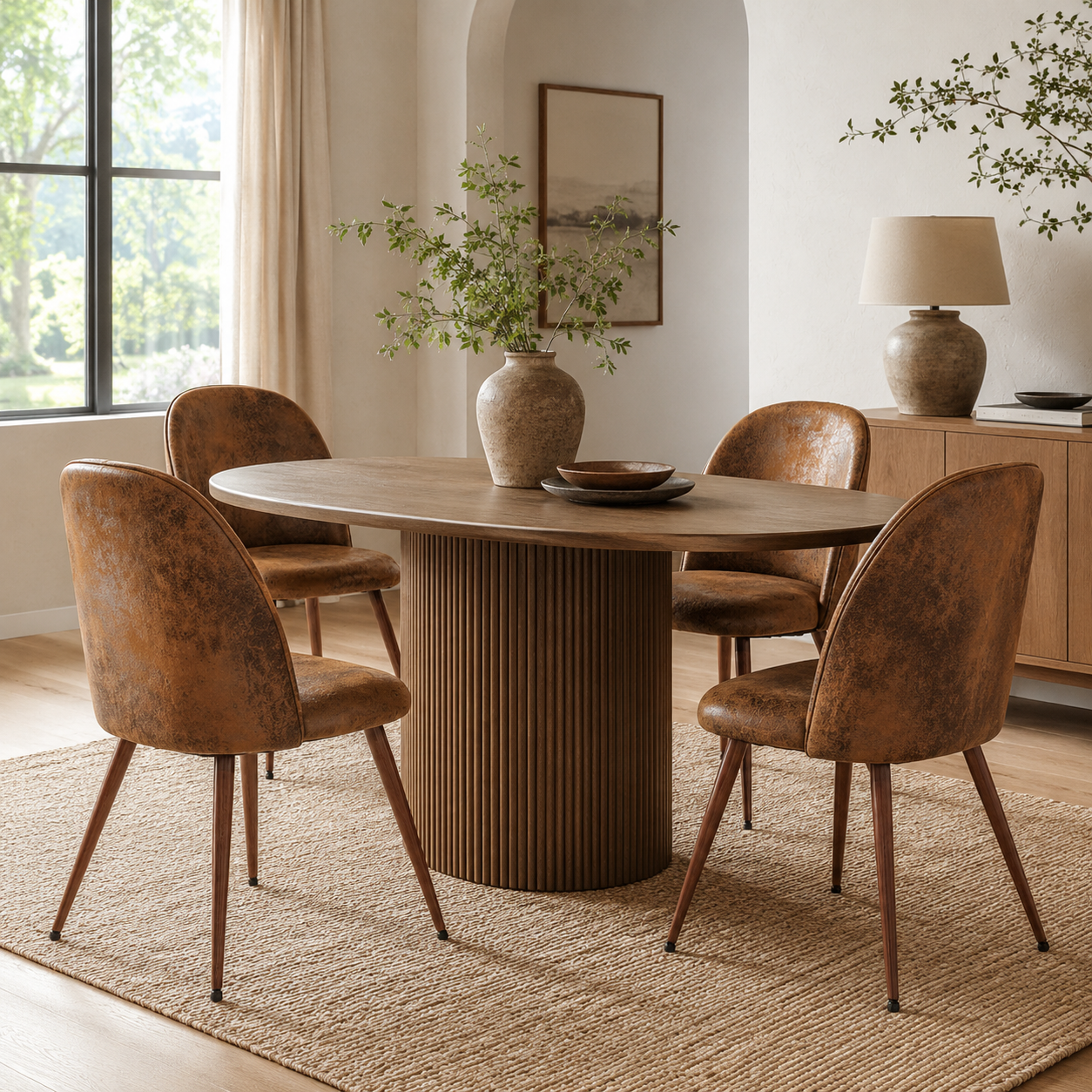 Haven High Back Upholstered Dining Chairs with Walnut-Tone Legs Set of 4