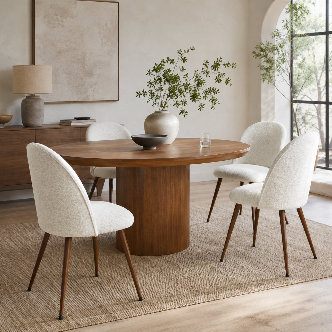 Haven High Back Upholstered Dining Chairs with Walnut-Tone Legs Set of 4