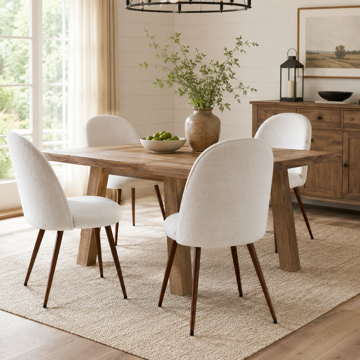 Haven High Back Upholstered Dining Chairs with Walnut-Tone Legs Set of 4
