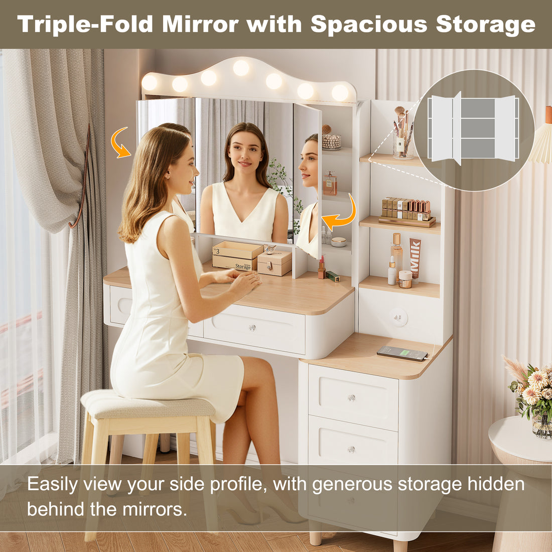 Tri-Fold Mirror