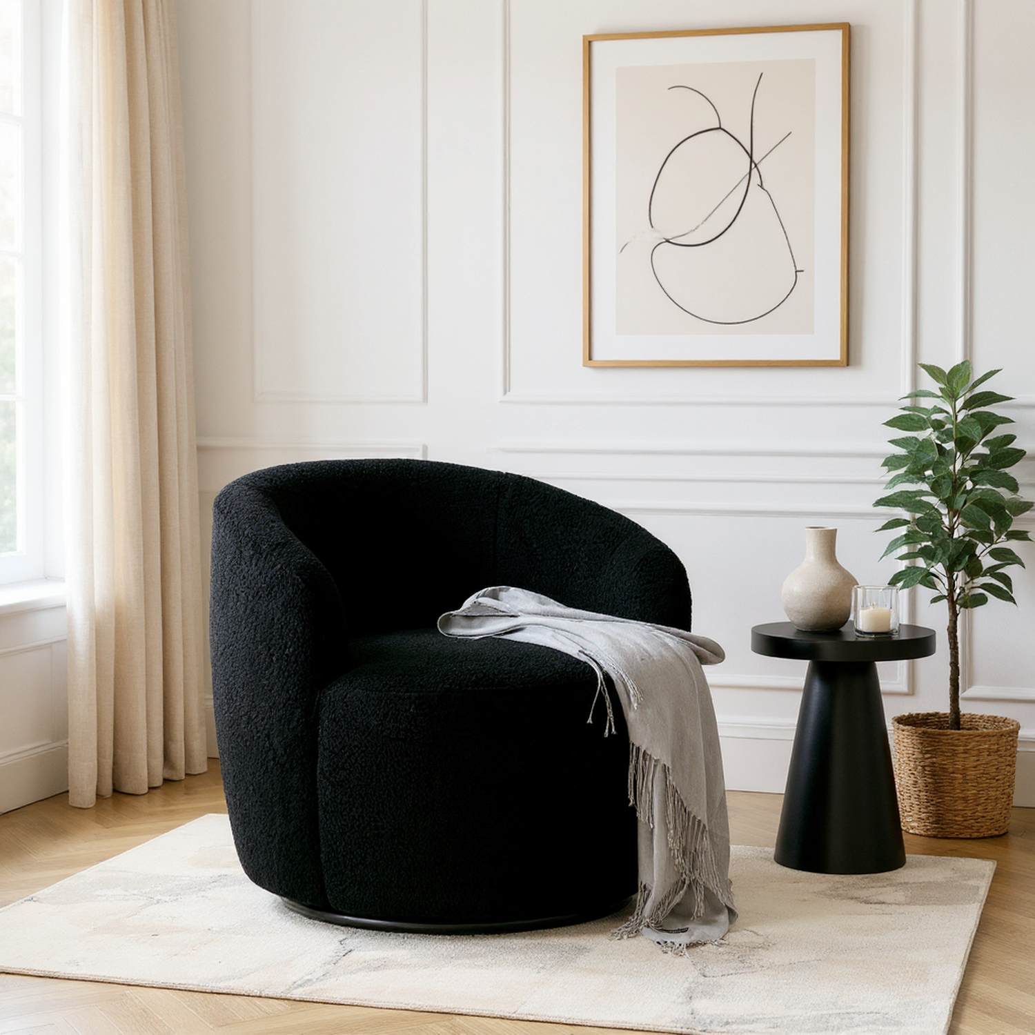 Denali Teddy Fabric Swivel Accent Armchair