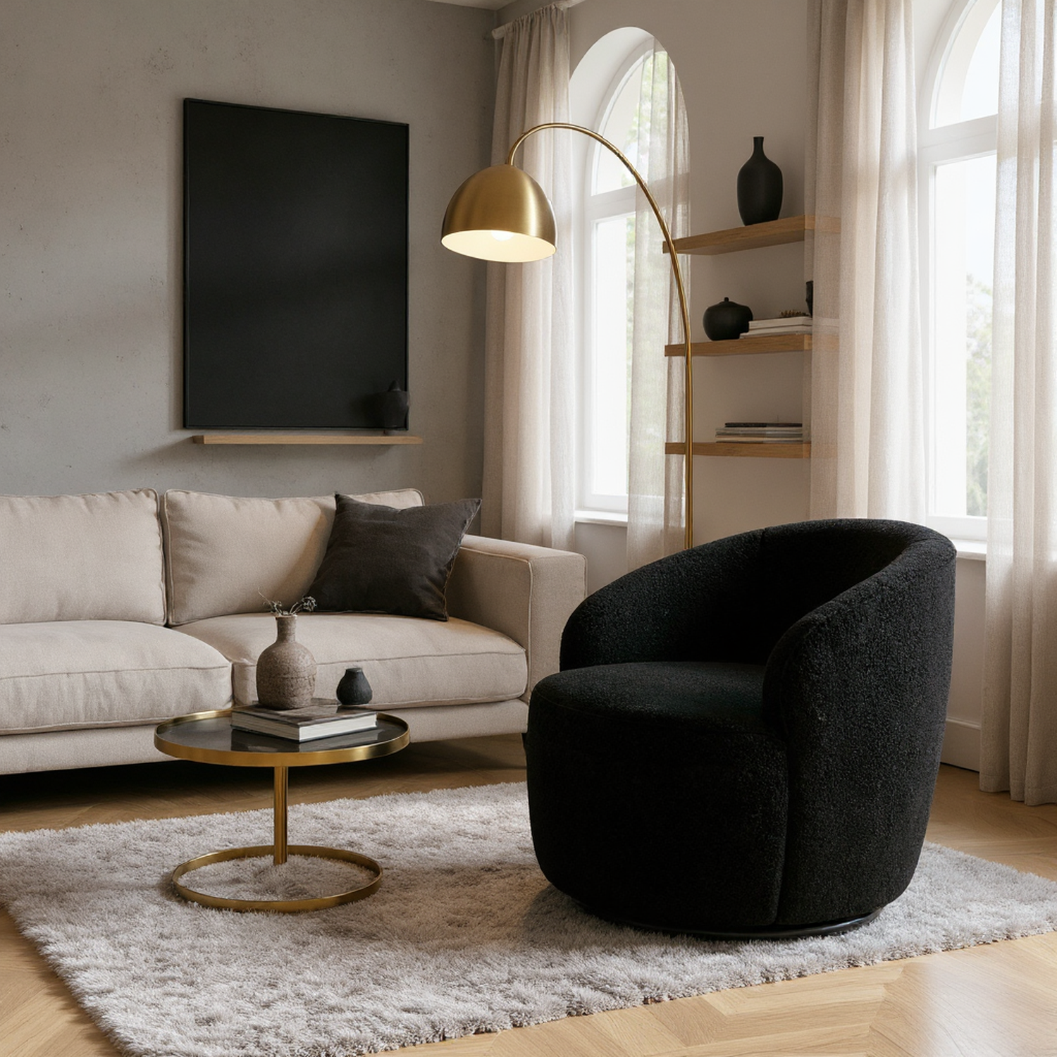 Denali Teddy Fabric Swivel Accent Armchair