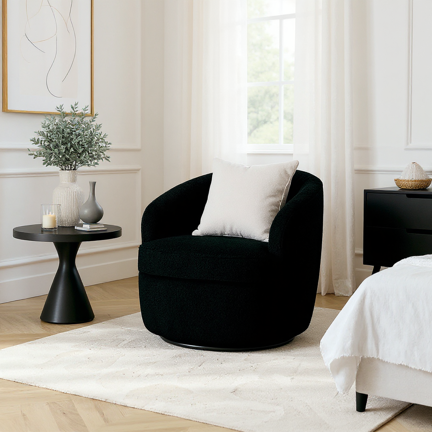Denali Teddy Fabric Swivel Accent Armchair
