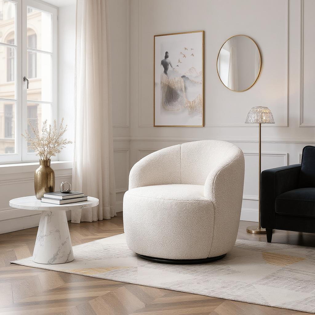 Denali Teddy Fabric Swivel Accent Armchair