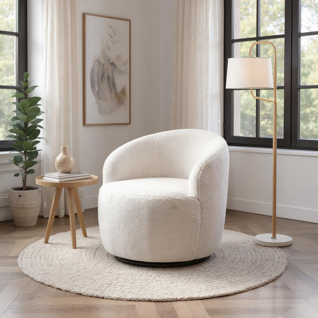 Denali Teddy Fabric Swivel Accent Armchair